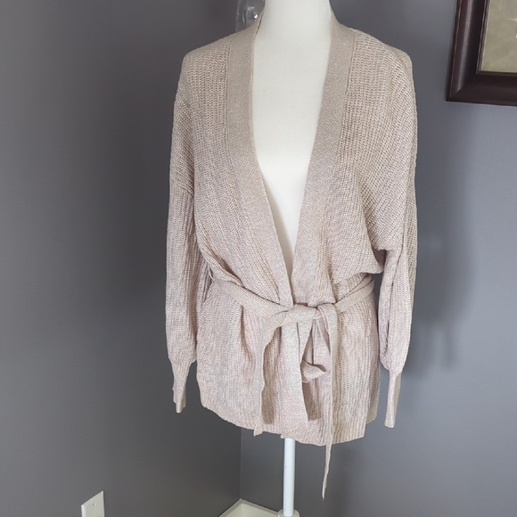 Balloon Sleeve Tie Waist Cardigan - Picture 1 of 13